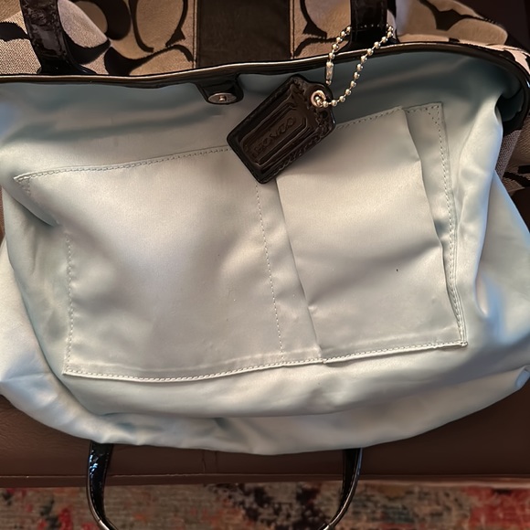 COACHSignature Stripe Frame Kisslock
Carryall Satchel Handbag EUC - Picture 4 of 6